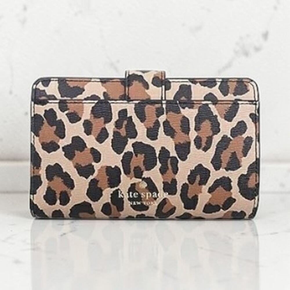 Kate Spade Phoebe Spotted Leopard Turnlock Medium Wallet KH815 - Picture 2 of 4